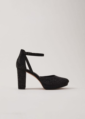 Phase Eight Black Sparkly Platform Heels Black Canada | SXEVQG-035